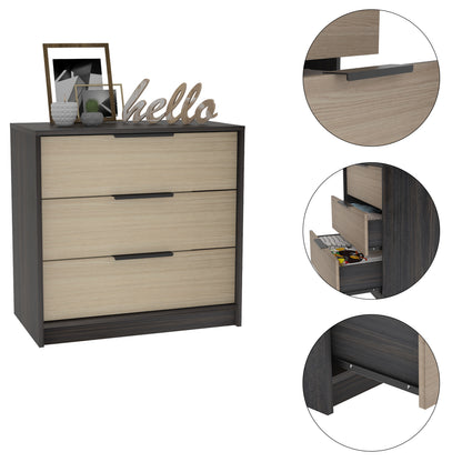 Tuhome Kaia 3 Drawers Dresser with Spacious Storage, Modern Superior Top for Décor, Functional Bedroom Organizer for Clothing and Essentials, Contemporary Space-Saving Furniture with Smooth Metal Hardware