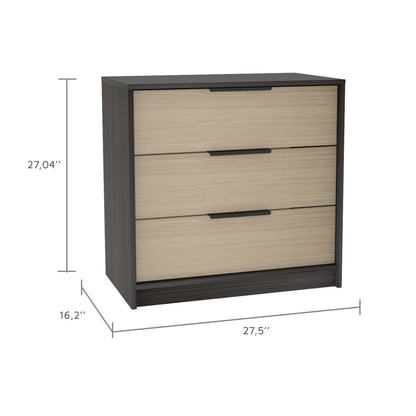 Tuhome Kaia 3 Drawers Dresser with Spacious Storage, Modern Superior Top for Décor, Functional Bedroom Organizer for Clothing and Essentials, Contemporary Space-Saving Furniture with Smooth Metal Hardware