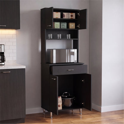 Tuhome Santoro 60 Pantry Cabinet with Double Doors, Five Adjustable Shelves, Modern Storage Solution for Kitchen, Dining Room, or Utility Rooms