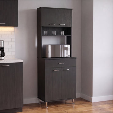 Tuhome Santoro 60 Pantry Cabinet with Double Doors, Five Adjustable Shelves, Modern Storage Solution for Kitchen, Dining Room, or Utility Rooms