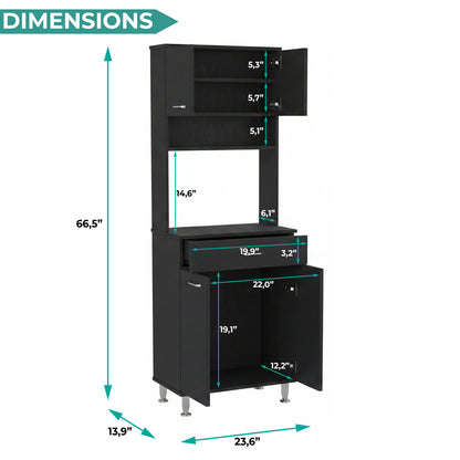Tuhome Santoro 60 Pantry Cabinet with Double Doors, Five Adjustable Shelves, Modern Storage Solution for Kitchen, Dining Room, or Utility Rooms