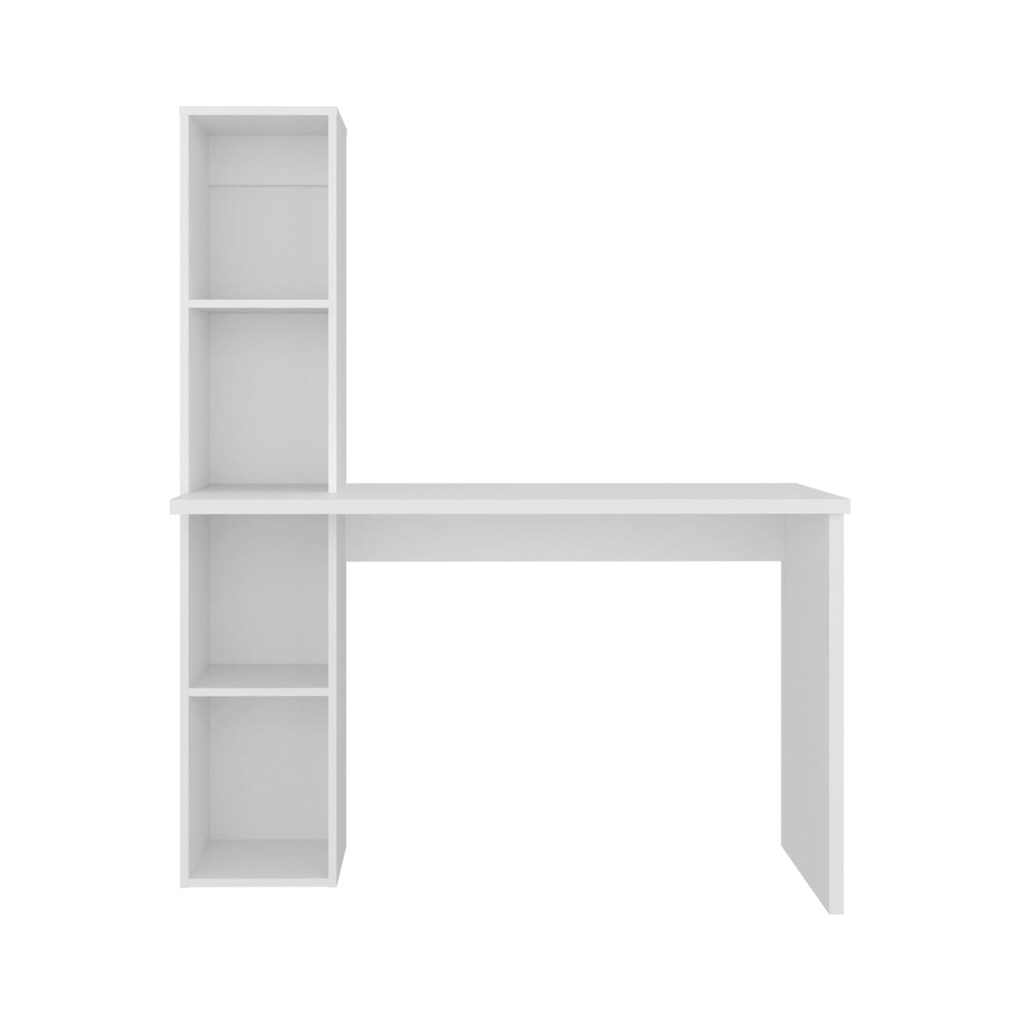 Aston Modern Computer Desk with Integrated Booshelf with Multi-Tier Open Shelves