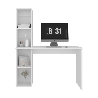 Aston Modern Computer Desk with Integrated Booshelf with Multi-Tier Open Shelves
