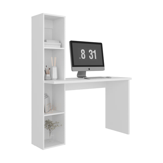 Aston Modern Computer Desk with Integrated Booshelf with Multi-Tier Open Shelves