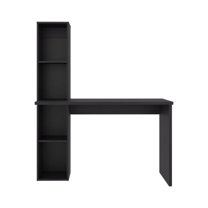 Aston Modern Computer Desk with Integrated Booshelf with Multi-Tier Open Shelves