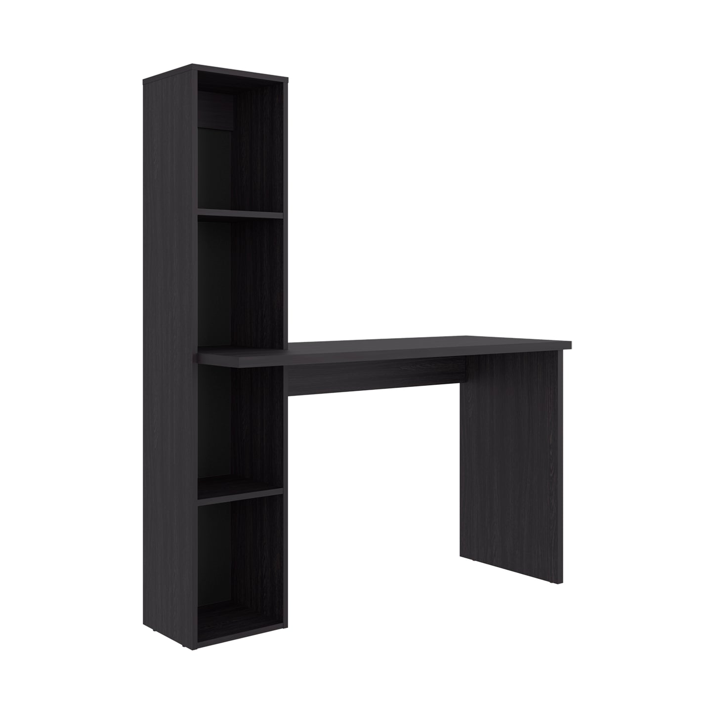 Aston Modern Computer Desk with Integrated Booshelf with Multi-Tier Open Shelves
