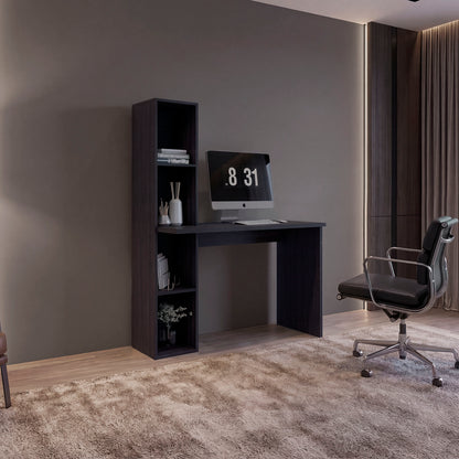 Aston Modern Computer Desk with Integrated Booshelf with Multi-Tier Open Shelves