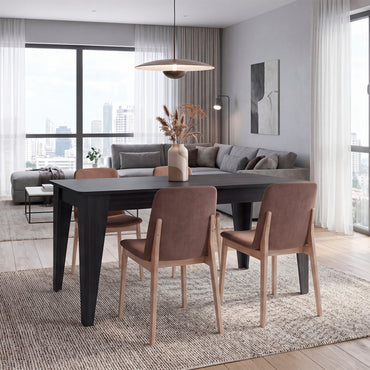 Torino Rectangular Dining Table, Four People Wooden Kitchen Table with Sturdy Legs