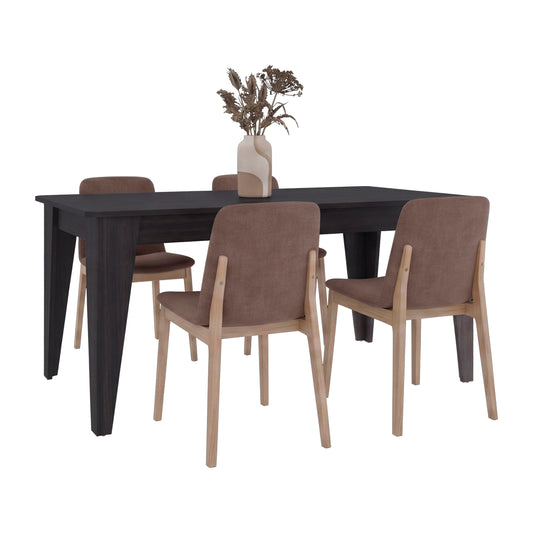 Torino Rectangular Dining Table, Four People Wooden Kitchen Table with Sturdy Legs