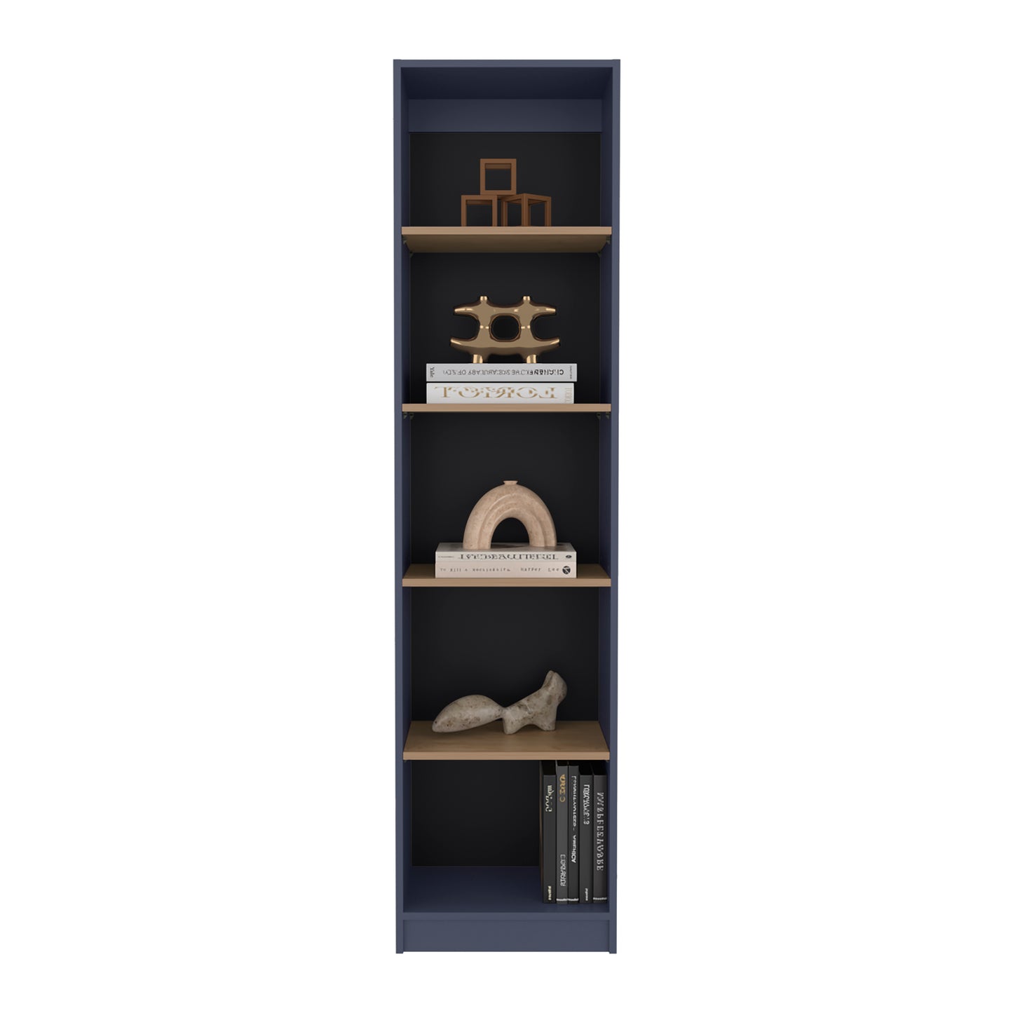 Home Xs Bookcase With 5-Tier Shelves And Slim Design, For Compact Style Living Room, Bedroom or Office Decor
