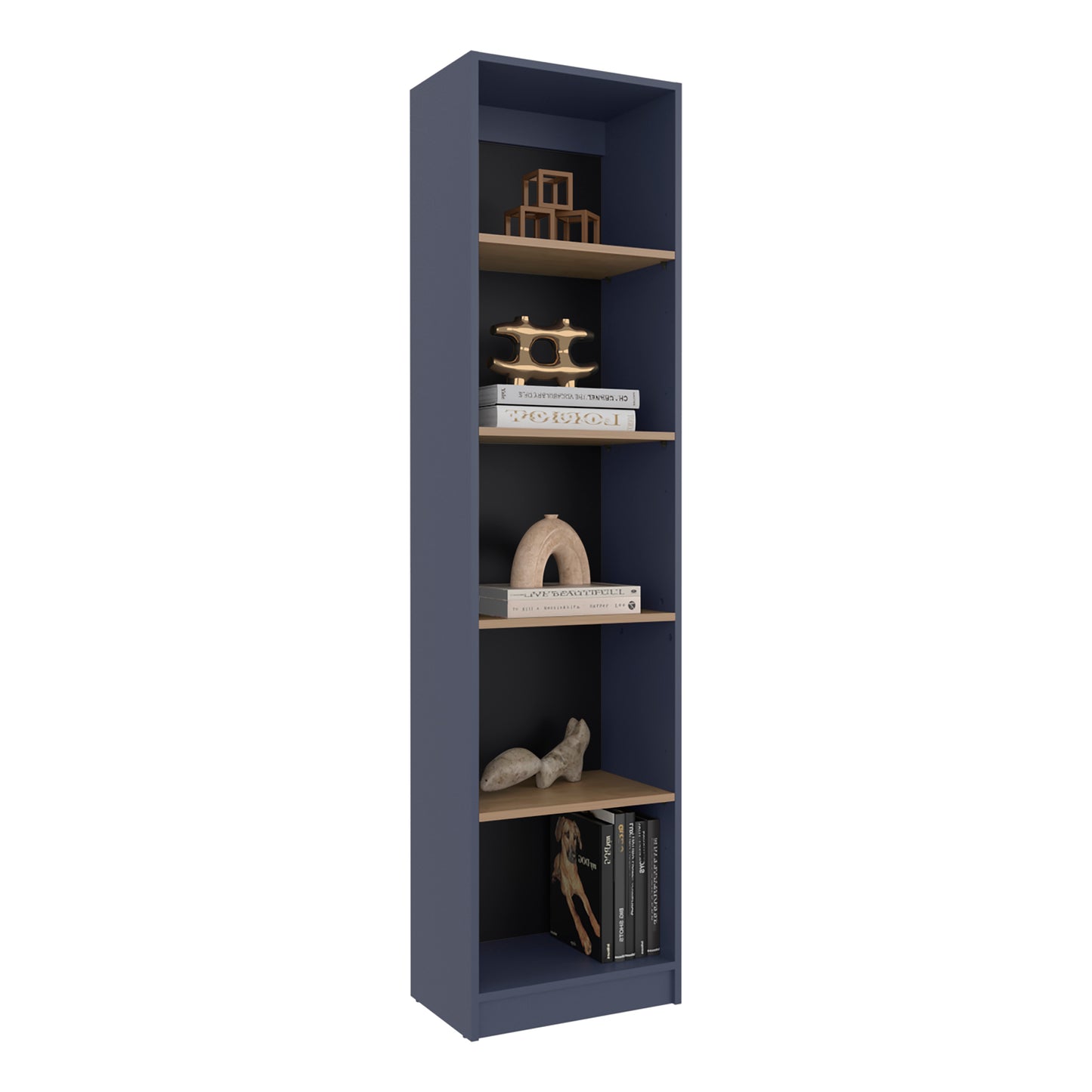 Home Xs Bookcase With 5-Tier Shelves And Slim Design, For Compact Style Living Room, Bedroom or Office Decor