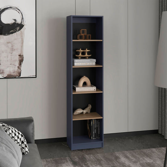 Home Xs Bookcase With 5-Tier Shelves And Slim Design, For Compact Style Living Room, Bedroom or Office Decor