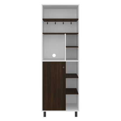 Carajillo Tall Freestanding Coffee Station and Kitchen Cabinet with One Door Cabinet, and Eight (8) Open Shelves