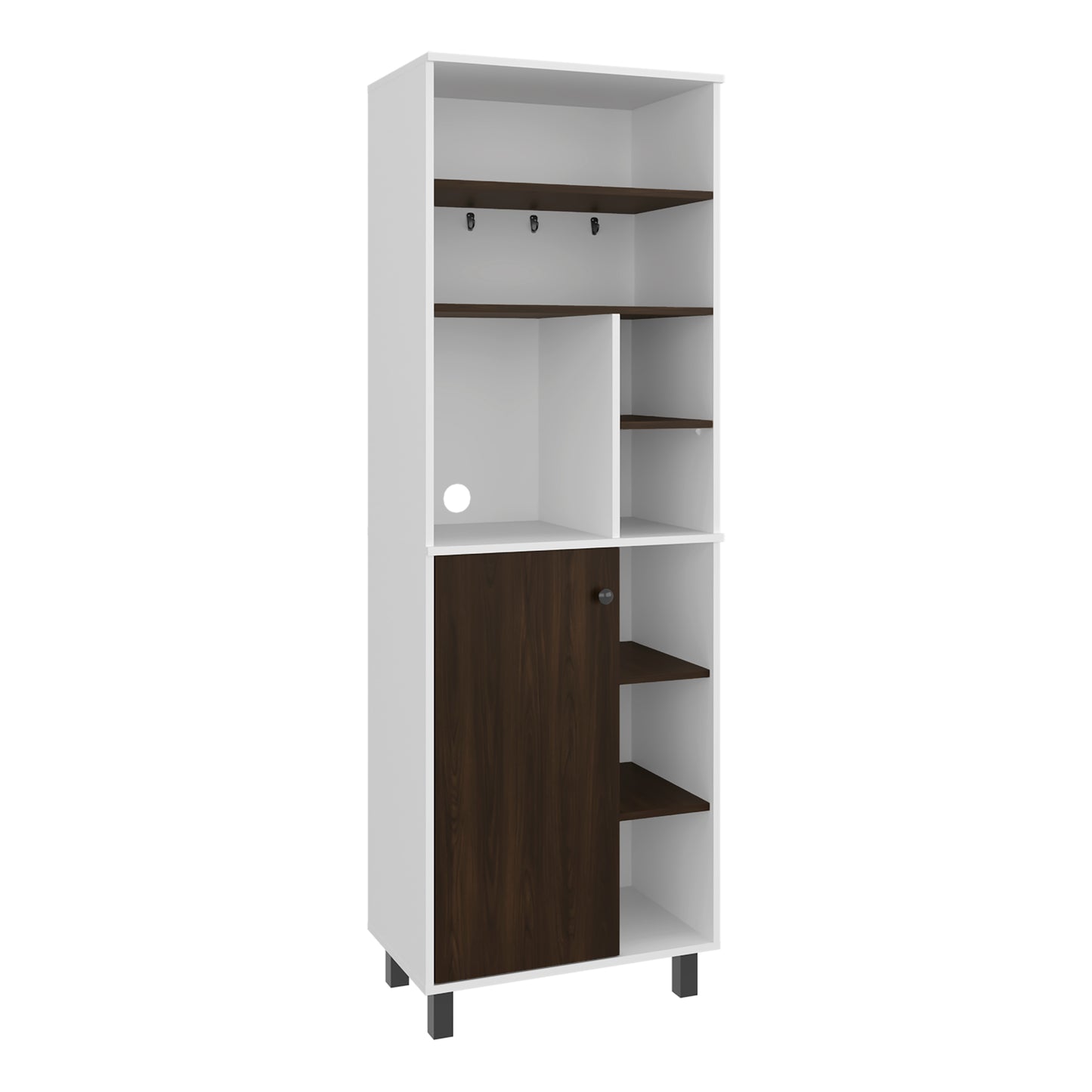 Carajillo Tall Freestanding Coffee Station and Kitchen Cabinet with One Door Cabinet, and Eight (8) Open Shelves