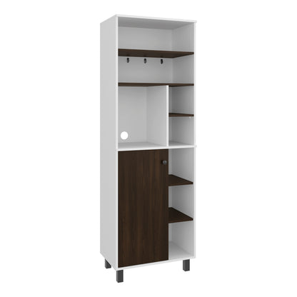 Carajillo Tall Freestanding Coffee Station and Kitchen Cabinet with One Door Cabinet, and Eight (8) Open Shelves