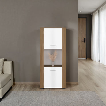 Tonalea 53" Freestanding Vertical Bookcase with Two Doors Cabinet and Three Storage Shelves, Living Room or Bedroom Storage Option