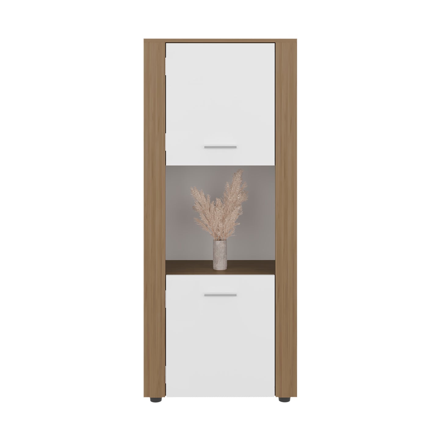 Tonalea 53" Freestanding Vertical Bookcase with Two Doors Cabinet and Three Storage Shelves, Living Room or Bedroom Storage Option