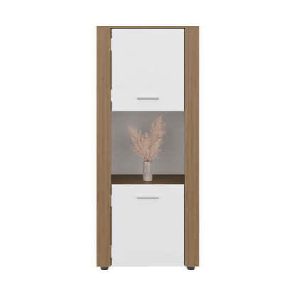 Tonalea 53" Freestanding Vertical Bookcase with Two Doors Cabinet and Three Storage Shelves, Living Room or Bedroom Storage Option
