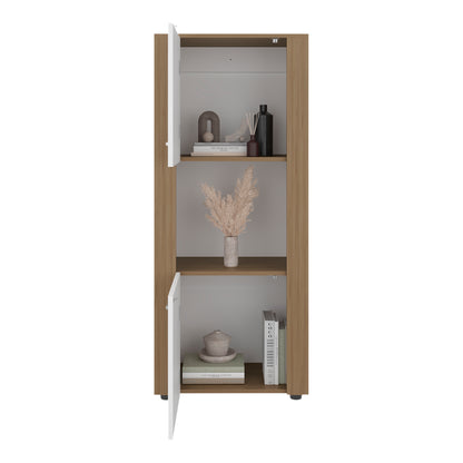 Tonalea 53" Freestanding Vertical Bookcase with Two Doors Cabinet and Three Storage Shelves, Living Room or Bedroom Storage Option