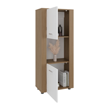 Tonalea 53" Freestanding Vertical Bookcase with Two Doors Cabinet and Three Storage Shelves, Living Room or Bedroom Storage Option
