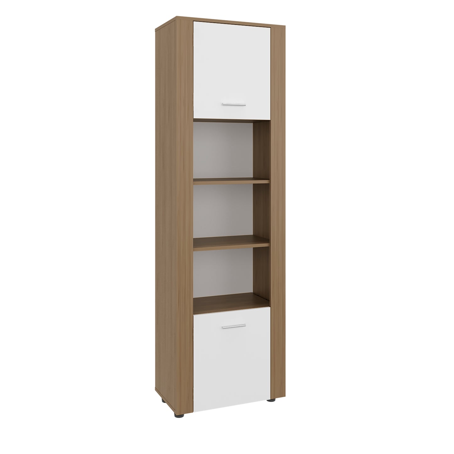 Tanalea Tall Freestanding Bookshelves and Bookcase with 3 Open Display Shelve and, 2 Doors for Hidden Storage, Living Room, Home Office or Bedroom Storage