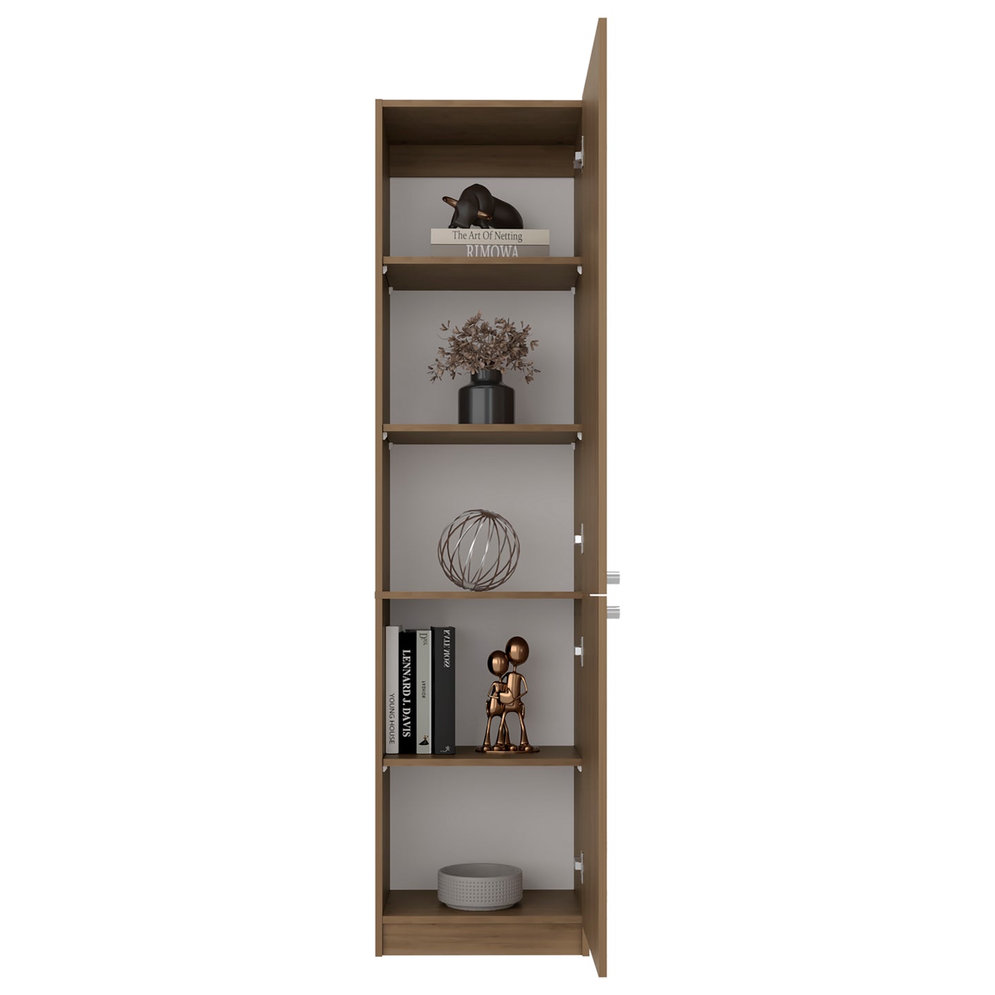 Home Tall Freestanding Bookcase with Double Doors and 5 Interior Storage Shelves, Vertical Storage Cabinet for Living Room, Office or Bedroom