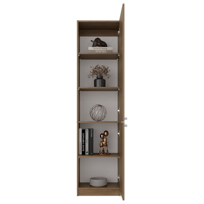 Home Tall Freestanding Bookcase with Double Doors and 5 Interior Storage Shelves, Vertical Storage Cabinet for Living Room, Office or Bedroom
