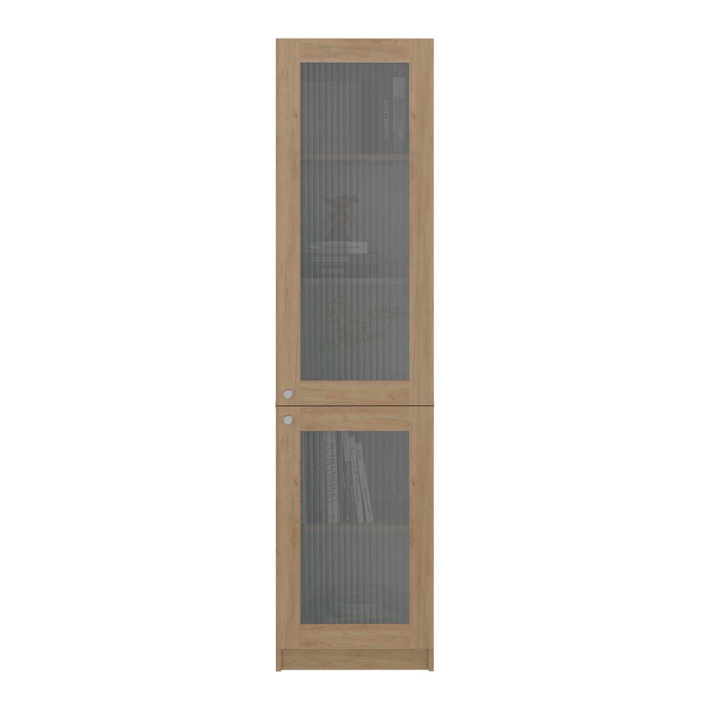 Home Double Glass Door Bookcase Cabinet with 5 Interior Shelves for Linen or Décor Storage for Living Rooms, Bedrooms or Laundry Rooms
