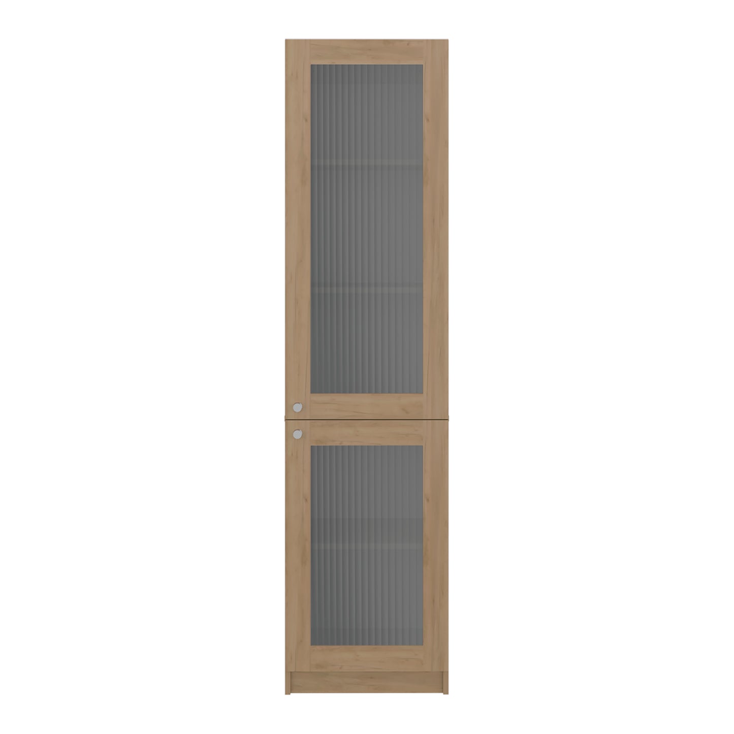 Home Double Glass Door Bookcase Cabinet with 5 Interior Shelves for Linen or Décor Storage for Living Rooms, Bedrooms or Laundry Rooms