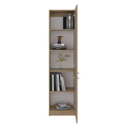 Home Double Glass Door Bookcase Cabinet with 5 Interior Shelves for Linen or Décor Storage for Living Rooms, Bedrooms or Laundry Rooms