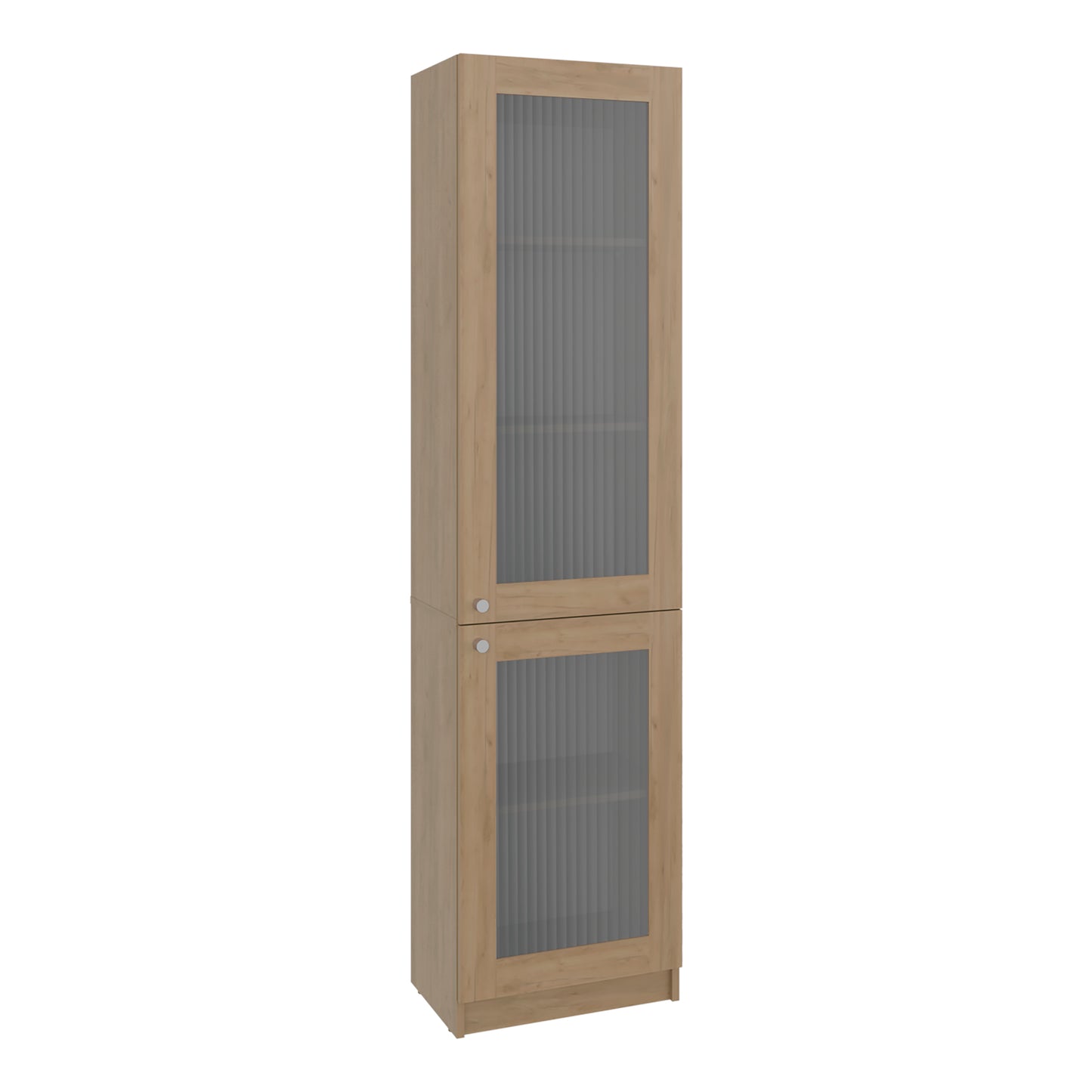 Home Double Glass Door Bookcase Cabinet with 5 Interior Shelves for Linen or Décor Storage for Living Rooms, Bedrooms or Laundry Rooms