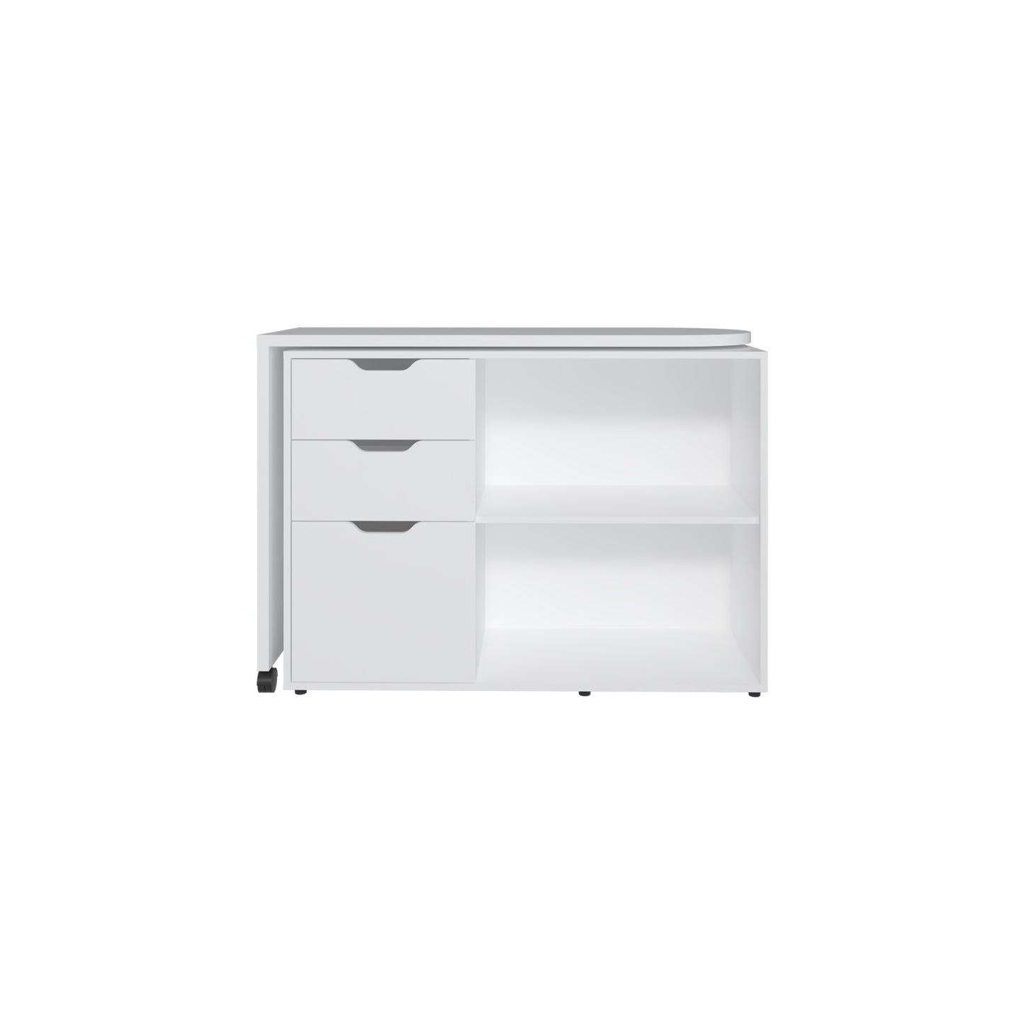 Mova Rotatable Desk With Swiveling Surface And Storage Shelves