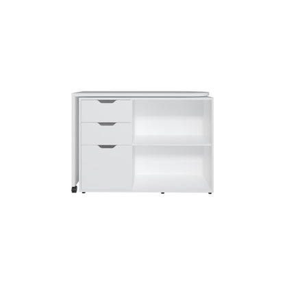 Mova Rotatable Desk With Swiveling Surface And Storage Shelves
