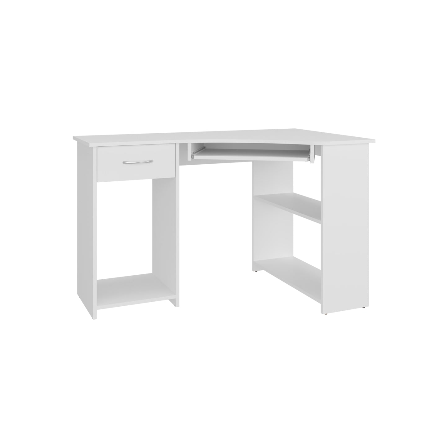 Jasper Corner Desk, Space-Saving L-Shaped Design With Two Side Shelves