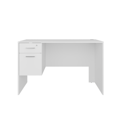 Mellier Modern Office Desk with Two Drawers and Side Storage, Compact Computer Workstation for Home Office or Study Room