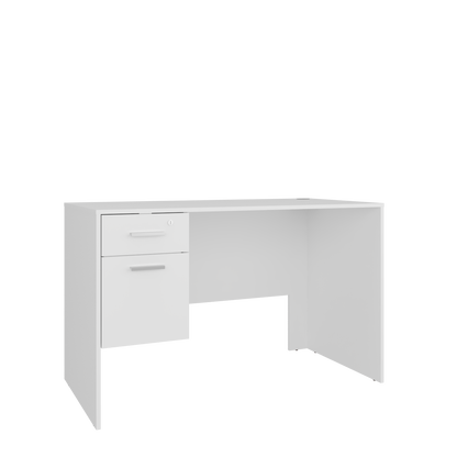 Mellier Modern Office Desk with Two Drawers and Side Storage, Compact Computer Workstation for Home Office or Study Room
