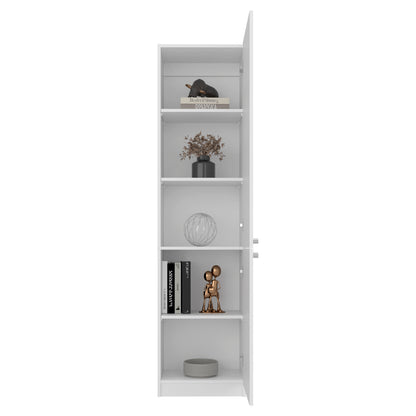Home Tall Freestanding Bookcase with Double Doors and 5 Interior Storage Shelves, Vertical Storage Cabinet for Living Room, Office or Bedroom