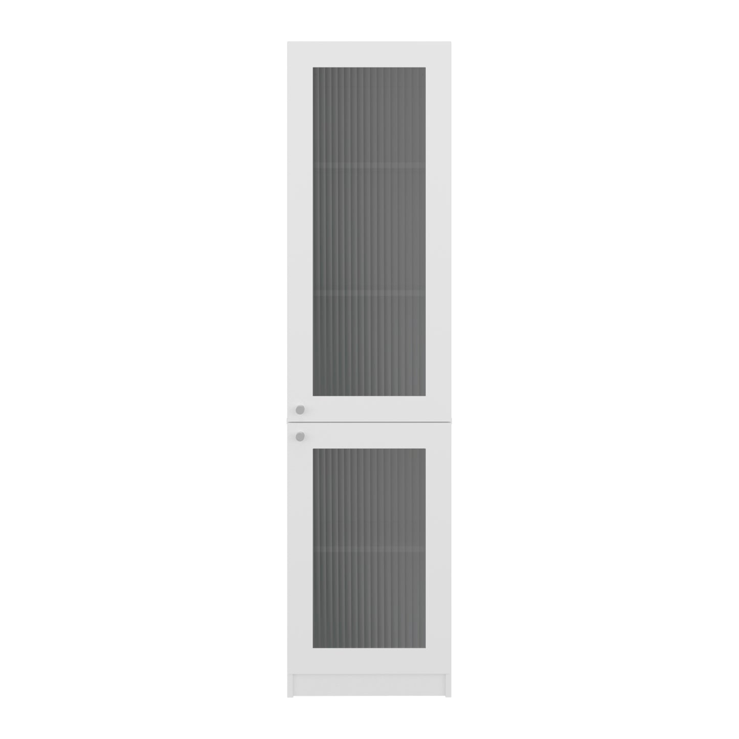 Home Double Glass Door Bookcase Cabinet with 5 Interior Shelves for Linen or Décor Storage for Living Rooms, Bedrooms or Laundry Rooms