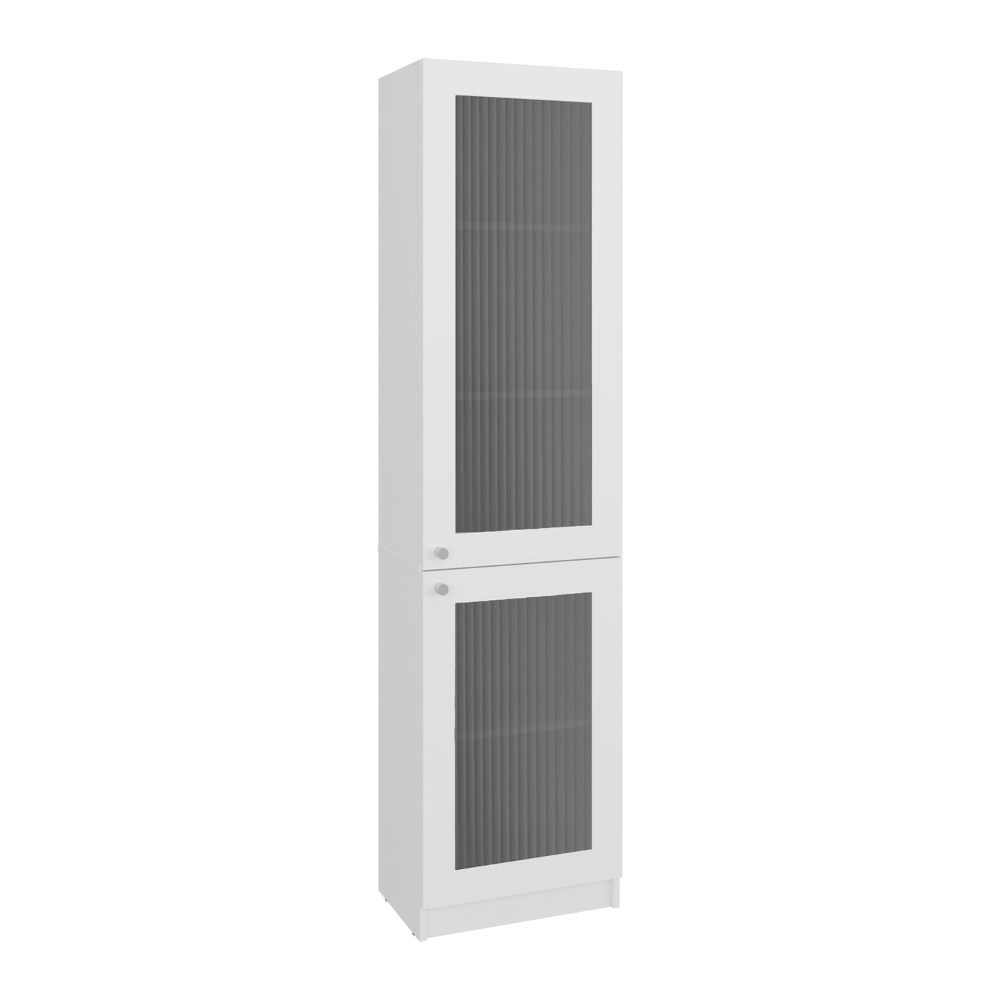 Home Double Glass Door Bookcase Cabinet with 5 Interior Shelves for Linen or Décor Storage for Living Rooms, Bedrooms or Laundry Rooms