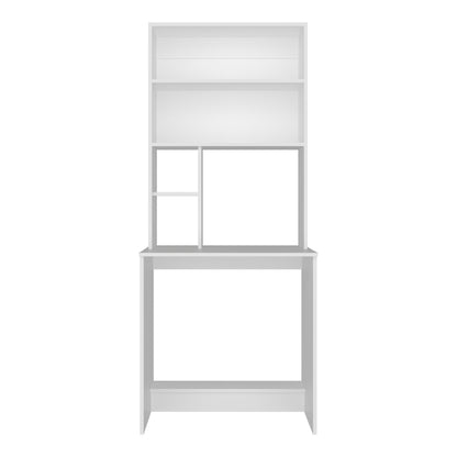 Tuhome Compu Hutch Desk with Four Shelves, One Lower Shelf, Writing Desk, Space-Saving Solution for Home Office or Study