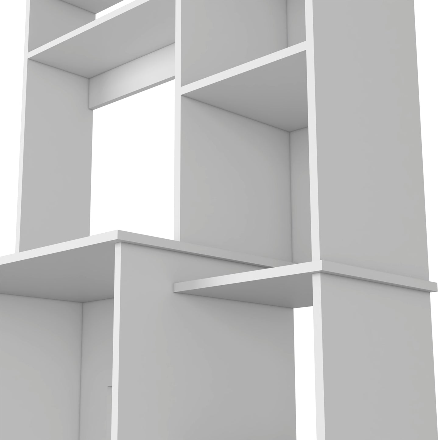 Tuhome Versalles Writing Desk with Two Superior Shelves, Five Side Open Storage Compartments, Space-Saving Modern Workstation Design for Studios and Offices, Ideal for Organization, Books, Accessories and Daily Productivity