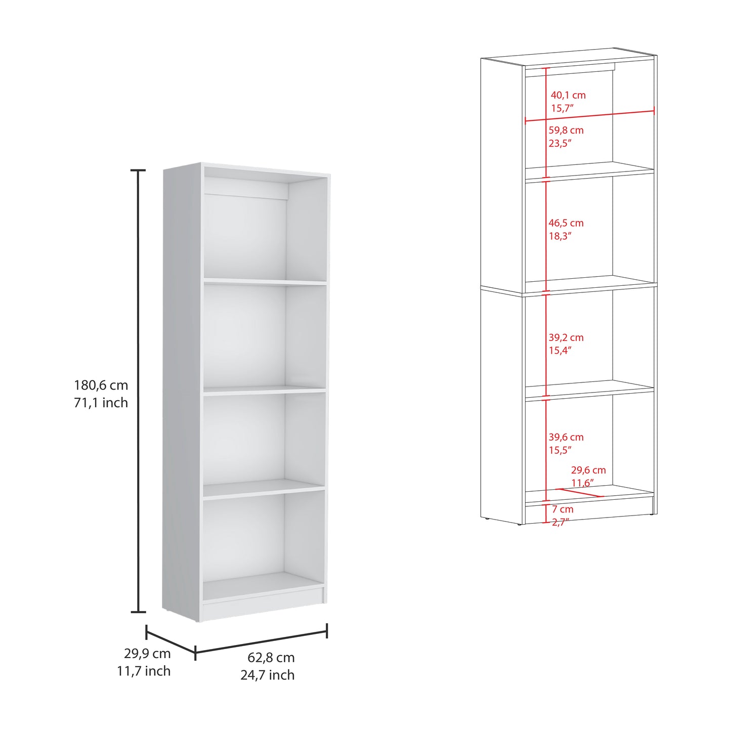 Home Bookcase with 4 open shelves