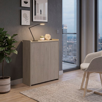 TUHOME Leslie Retractable Desk with Built-in Storage Shelves, Space Saving Computer Writing Table