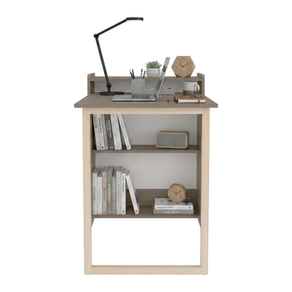 TUHOME Leslie Retractable Desk with Built-in Storage Shelves, Space Saving Computer Writing Table
