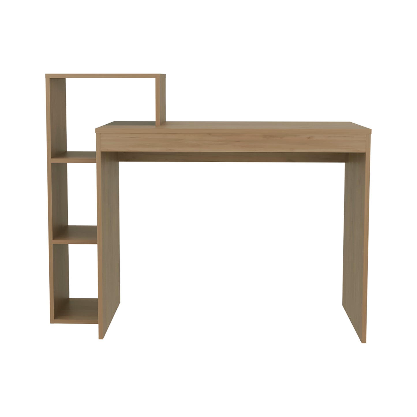 Britt 43" Wide Four Shelves Writting Desk, Home Office, Living Room, Gamer Desk Natural Oak