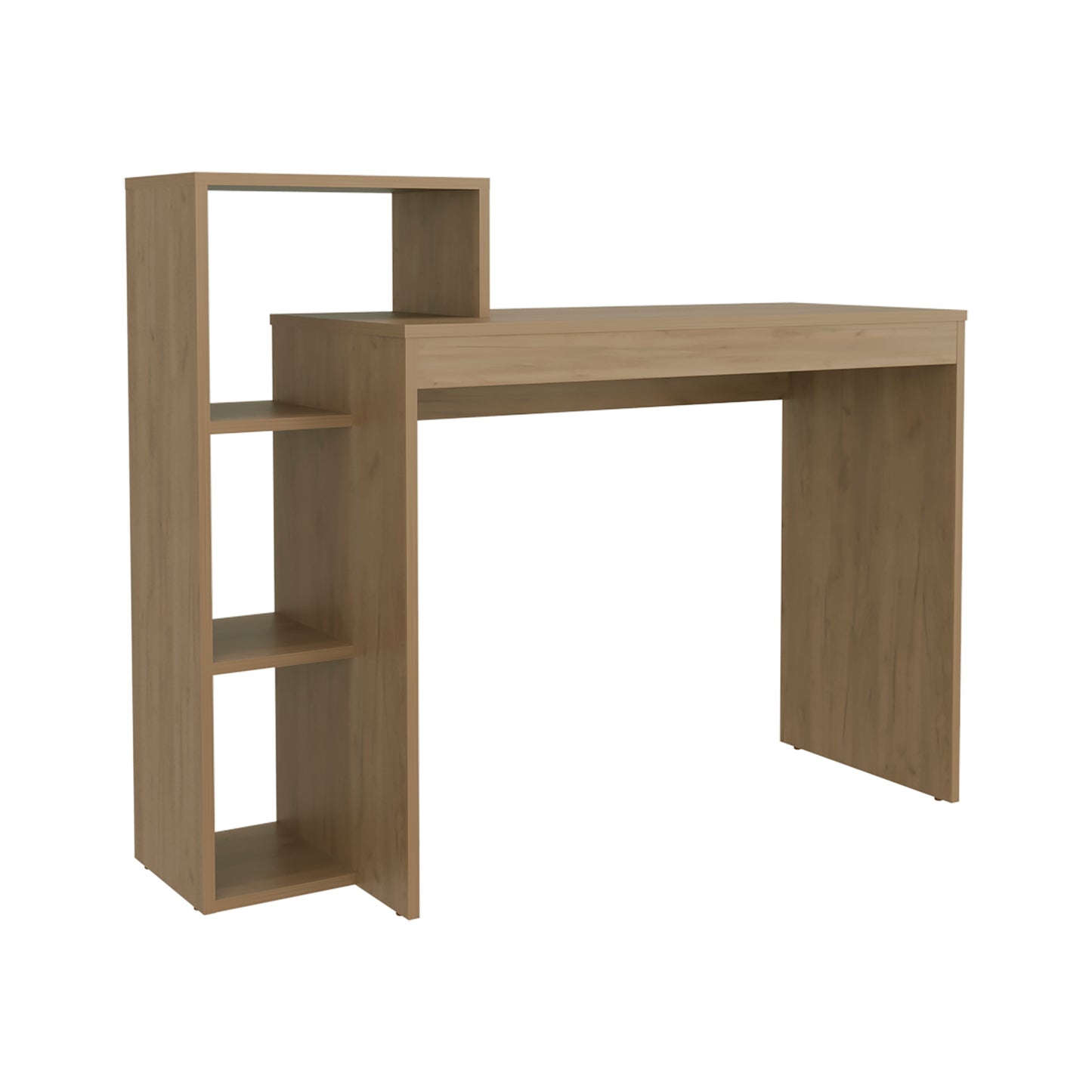 Britt 43" Wide Four Shelves Writting Desk, Home Office, Living Room, Gamer Desk Natural Oak