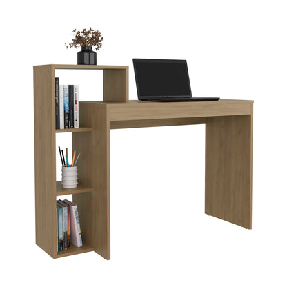 Britt 43" Wide Four Shelves Writting Desk, Home Office, Living Room, Gamer Desk Natural Oak