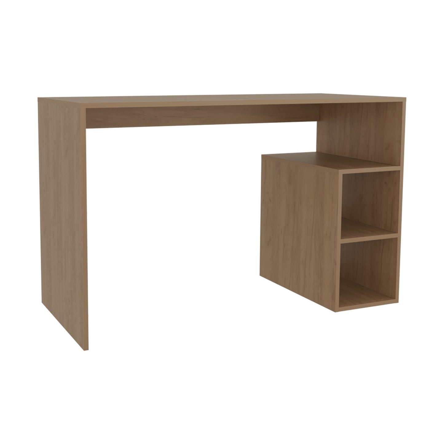 Solid 47" Wide Four Shelves Writting Desk, Home Office, Living Room, Gamer Desk Natural Oak