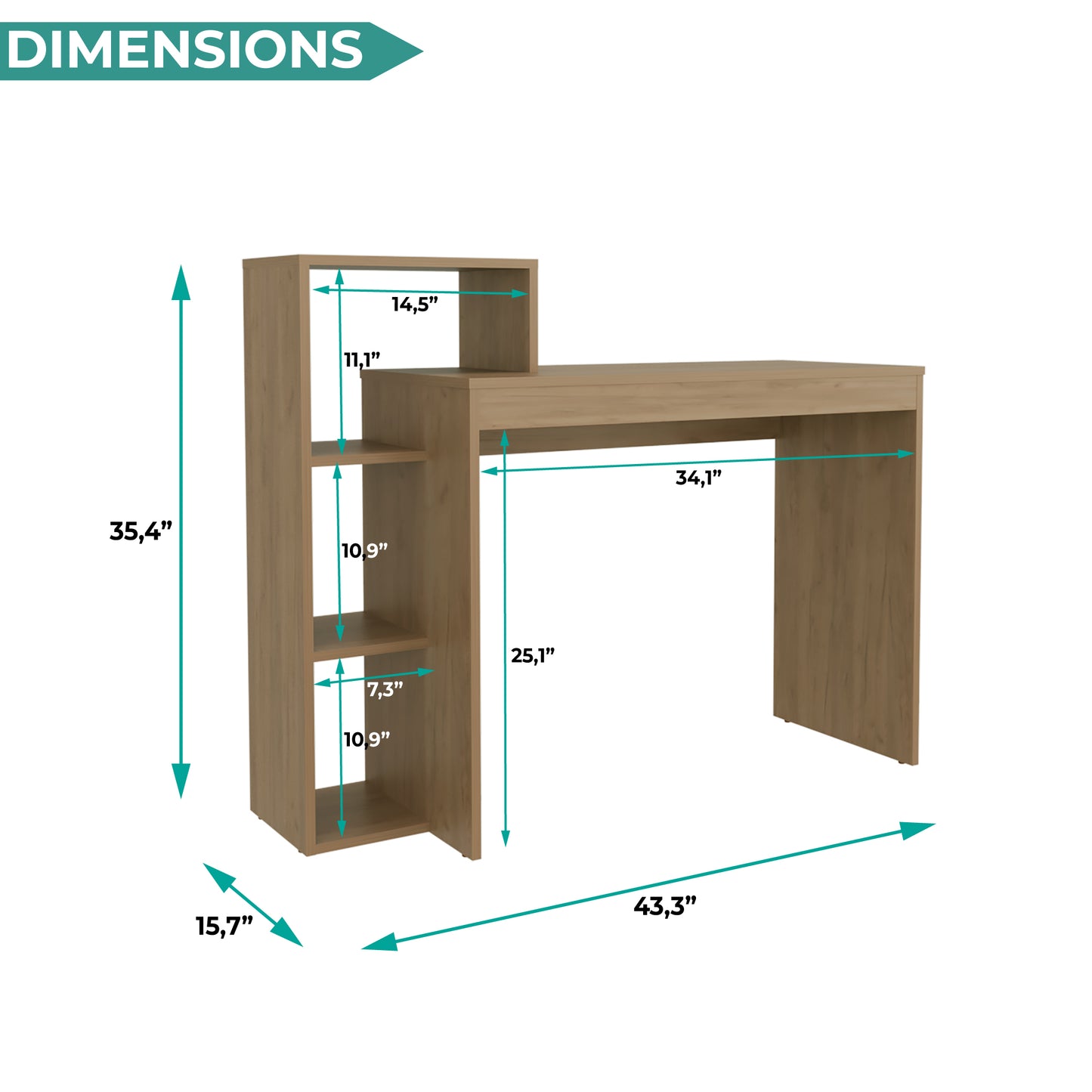 Britt 43" Wide Writting Desk, Dark Walnut