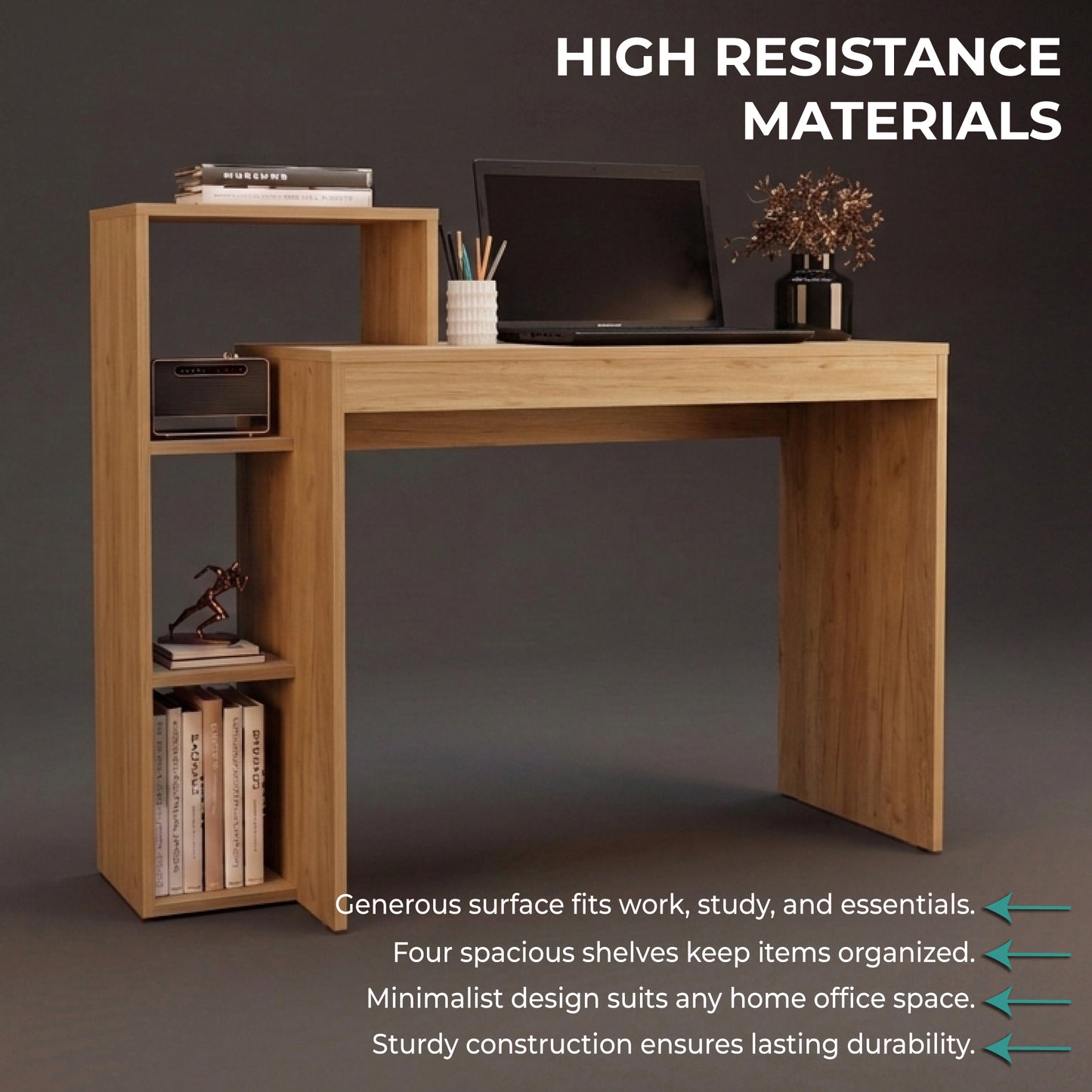 Britt 43" Wide Writting Desk, Dark Walnut